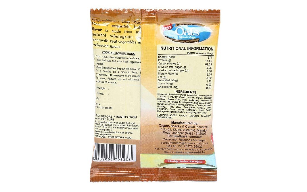 Organo Nutri Oats Masala Magic    Pack  422 grams